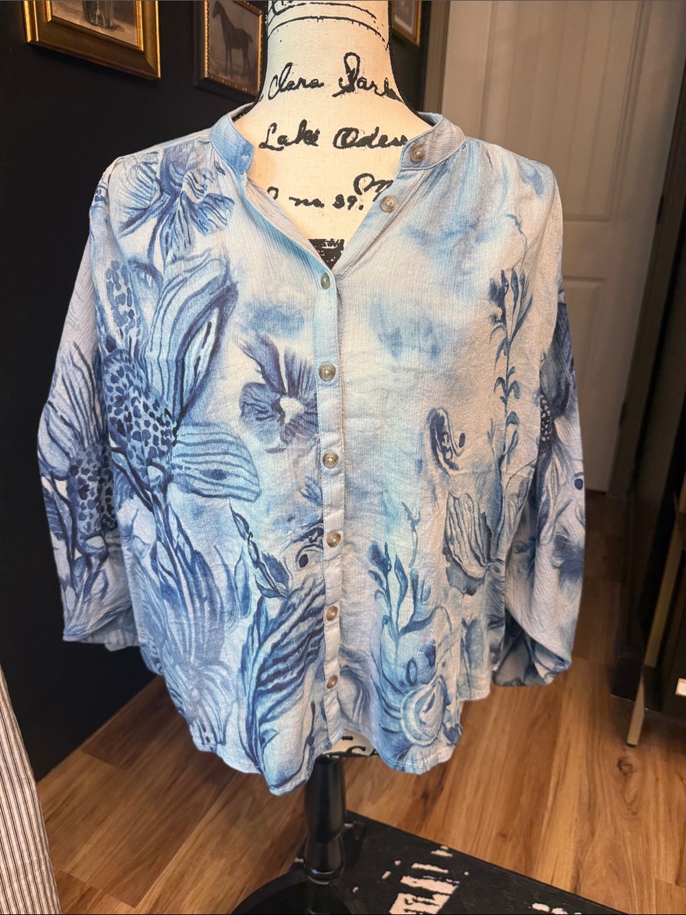 Pilcro Blue Floral Button-Down Women's Shirt